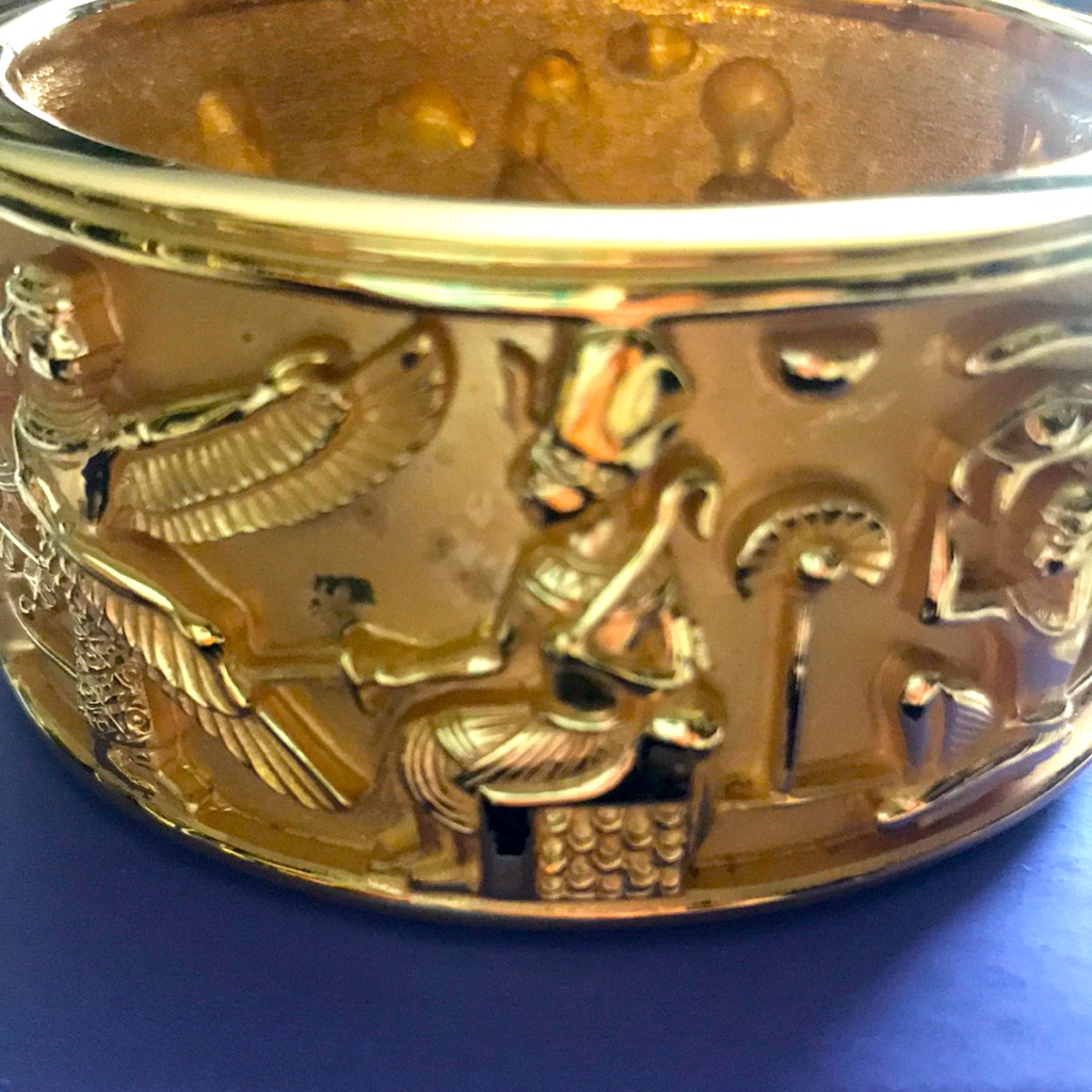 Elizabeth Taylor For Avon Gold Plated Clamper Bracelet , 1 3/8” Wide And Heavy.